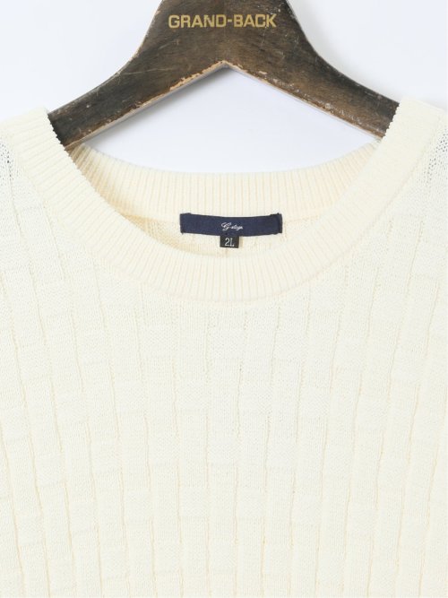 【大きいサイズ】ジーステージ/G-stage ストレッチ ウォッシャブル ブリスター クルーニット