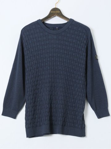 【大きいサイズ】ジーステージ/G-stage ストレッチ ウォッシャブル ブリスター クルーニット