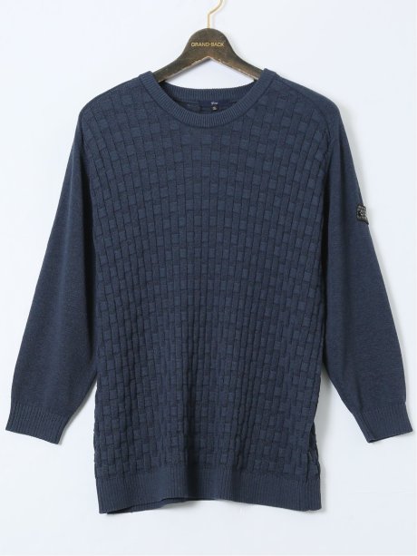 【大きいサイズ】ジーステージ/G-stage ストレッチ ウォッシャブル ブリスター クルーニット