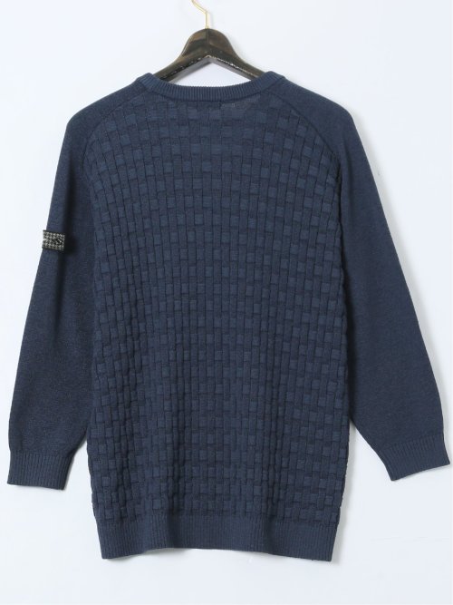 【大きいサイズ】ジーステージ/G-stage ストレッチ ウォッシャブル ブリスター クルーニット