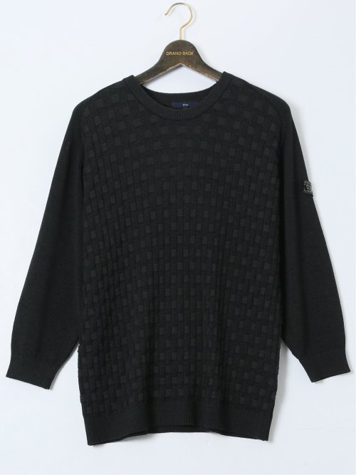 【大きいサイズ】ジーステージ/G-stage ストレッチ ウォッシャブル ブリスター クルーニット