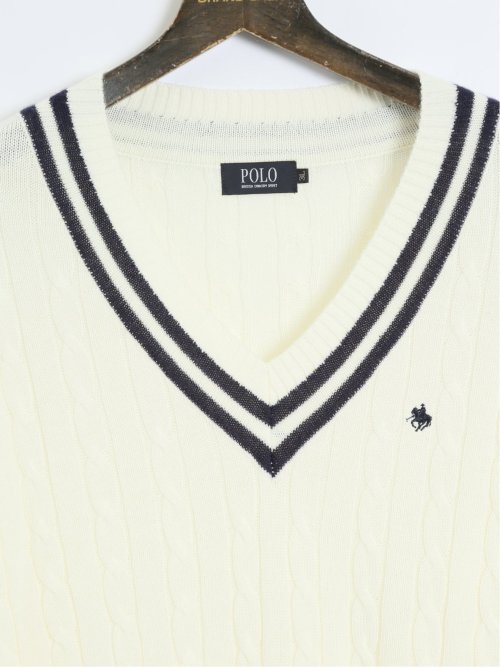 大きいサイズ】ポロ/POLO 綿混 チルデンVネックニット(GB-3L 02アイボリー): トップス | TAKA-Q ONLINE  SHOP／タカキューオンラインショップ【公式通販】