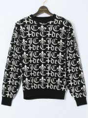 【大きいサイズ】カステルバジャック/CASTELBAJAC ウール ロゴジャガード クルーネックニット