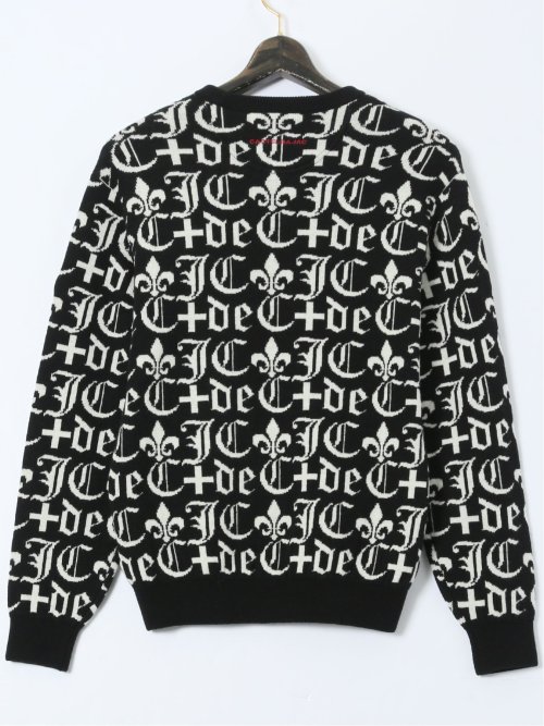 【大きいサイズ】カステルバジャック/CASTELBAJAC ウール ロゴジャガード クルーネックニット