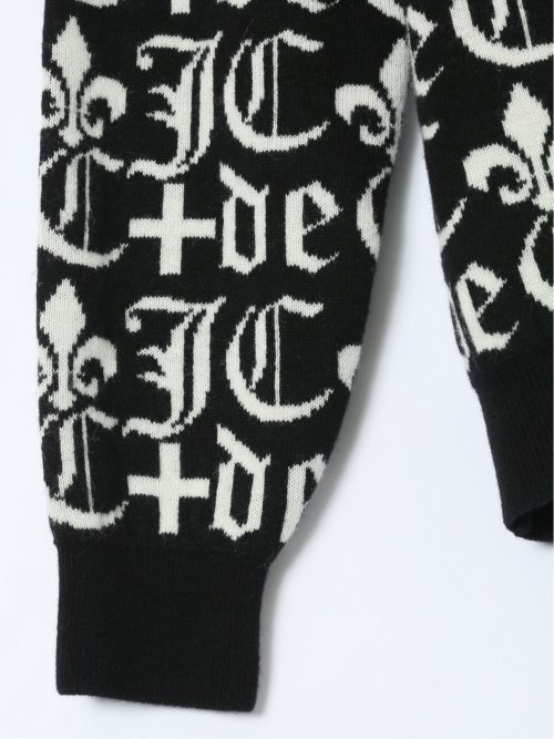 【大きいサイズ】カステルバジャック/CASTELBAJAC ウール ロゴジャガード クルーネックニット