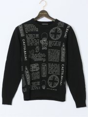 【大きいサイズ】カステルバジャック/CASTELBAJAC ウール混 ロゴ刺繍 クルーネックニット