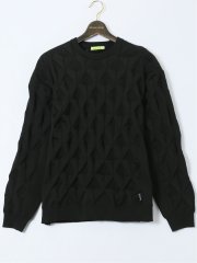 【大きいサイズ】ビバハート/VIVA HEART ストレッチ ハンドウォッシャブル 3Dアーガイル柄 クルーニット