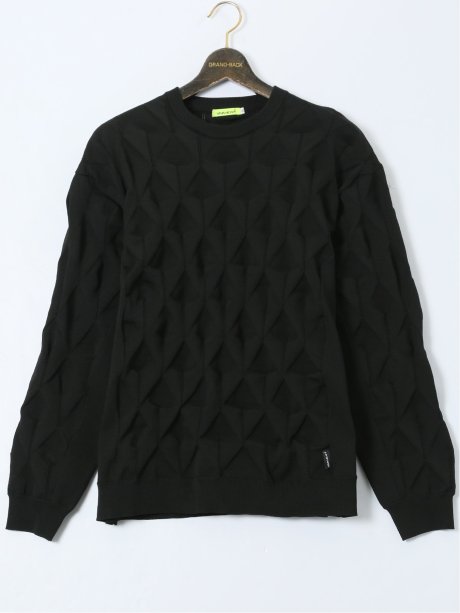 【大きいサイズ】ビバハート/VIVA HEART ストレッチ ハンドウォッシャブル 3Dアーガイル柄 クルーニット