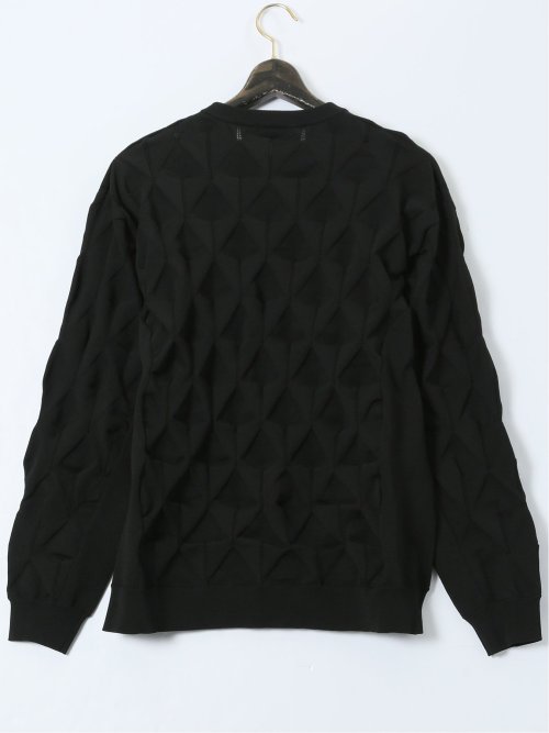 【大きいサイズ】ビバハート/VIVA HEART ストレッチ ハンドウォッシャブル 3Dアーガイル柄 クルーニット