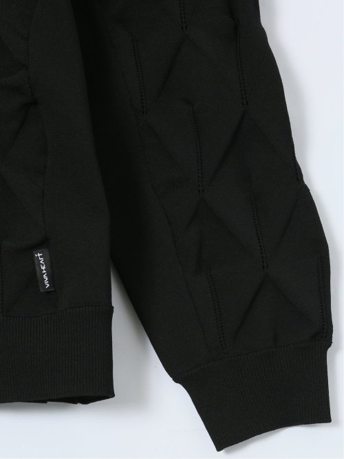 【大きいサイズ】ビバハート/VIVA HEART ストレッチ ハンドウォッシャブル 3Dアーガイル柄 クルーニット