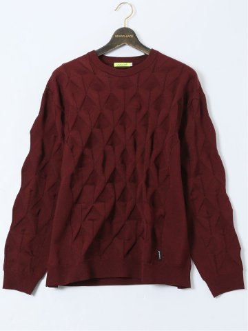 【大きいサイズ】ビバハート/VIVA HEART ストレッチ ハンドウォッシャブル 3Dアーガイル柄 クルーニット