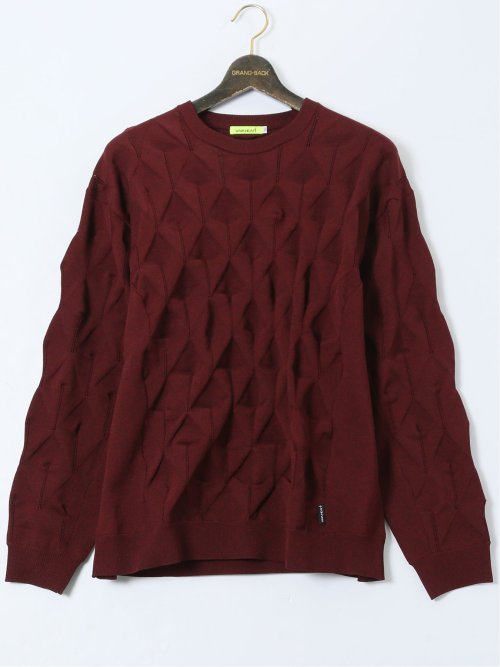 【大きいサイズ】ビバハート/VIVA HEART ストレッチ ハンドウォッシャブル 3Dアーガイル柄 クルーニット