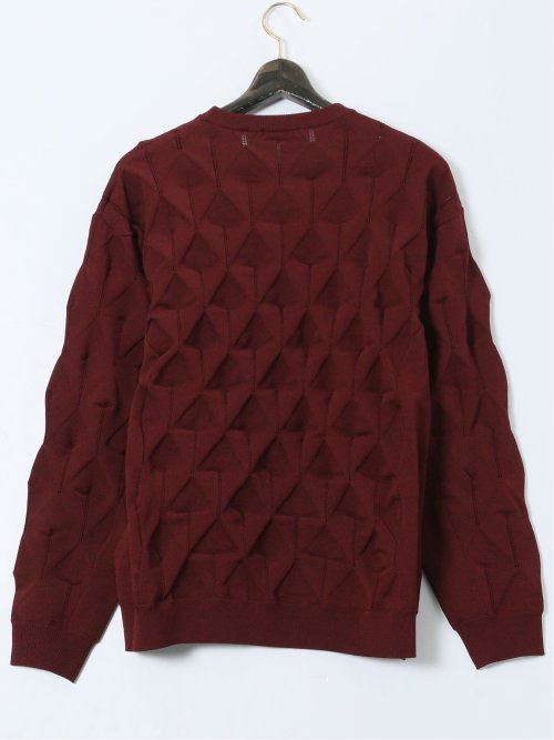 【大きいサイズ】ビバハート/VIVA HEART ストレッチ ハンドウォッシャブル 3Dアーガイル柄 クルーニット