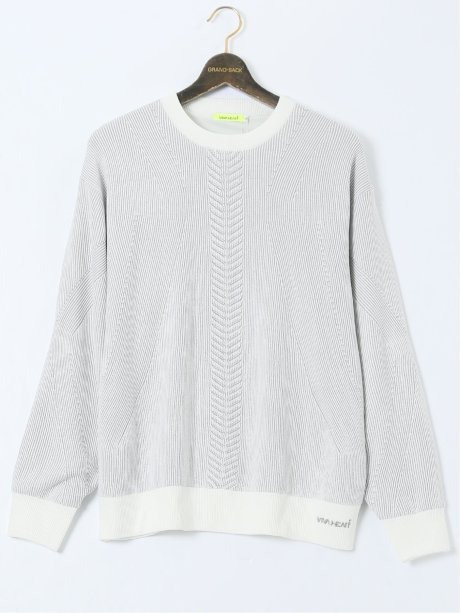 【大きいサイズ】ビバハート/VIVA HEART ストレッチ ハンドウォッシャブル 裏地付 畔編みクルーニット