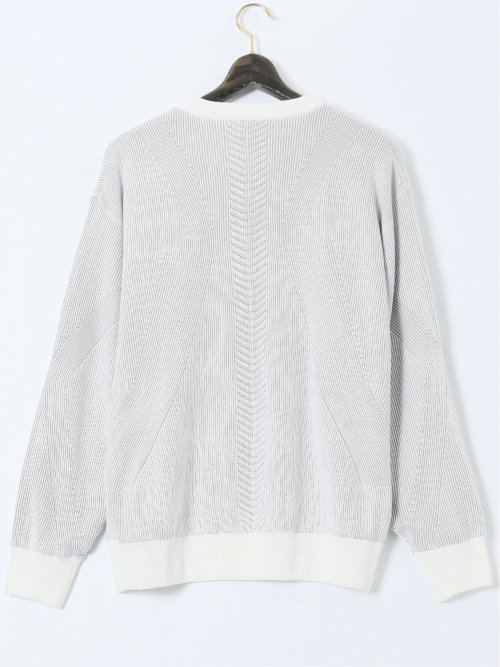 【大きいサイズ】ビバハート/VIVA HEART ストレッチ ハンドウォッシャブル 裏地付 畔編みクルーニット