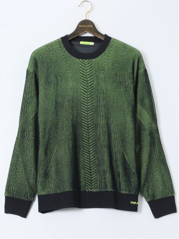 【大きいサイズ】ビバハート/VIVA HEART ストレッチ ハンドウォッシャブル 裏地付 畔編みクルーニット