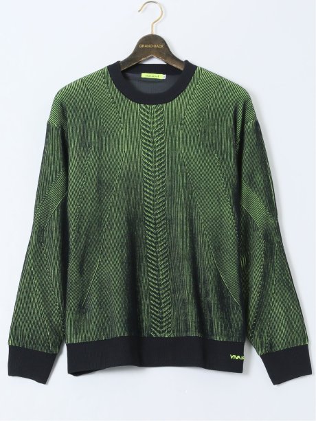 【大きいサイズ】ビバハート/VIVA HEART ストレッチ ハンドウォッシャブル 裏地付 畔編みクルーニット