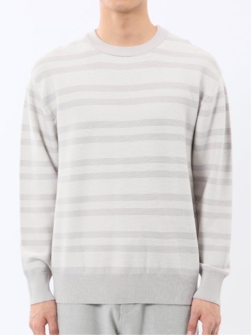 ウォッシャブル ストレッチ 配色ボーダー クルーニット