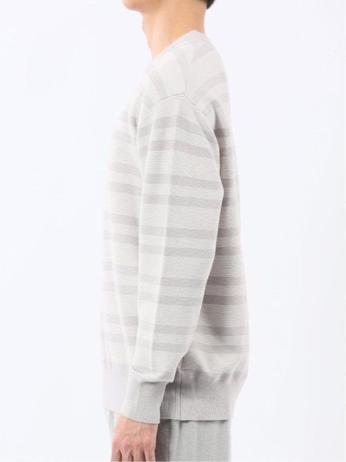 ウォッシャブル ストレッチ 配色ボーダー クルーニット