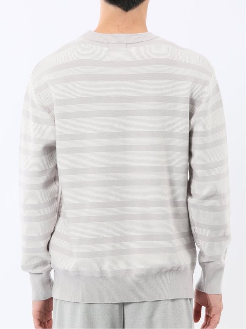 ウォッシャブル ストレッチ 配色ボーダー クルーニット