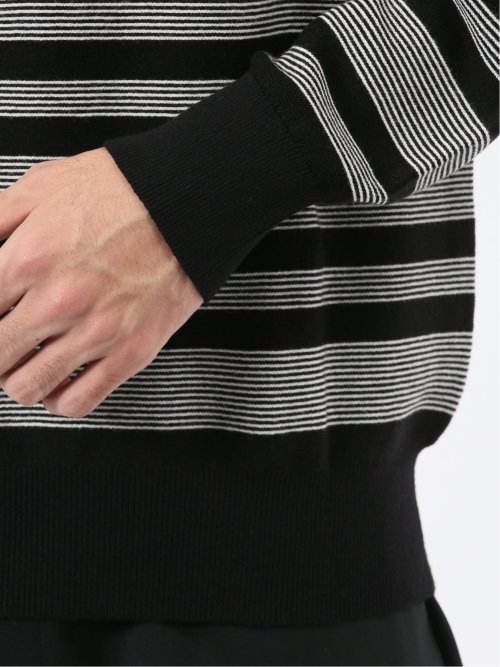 ウォッシャブル ストレッチ 配色ボーダー クルーニット