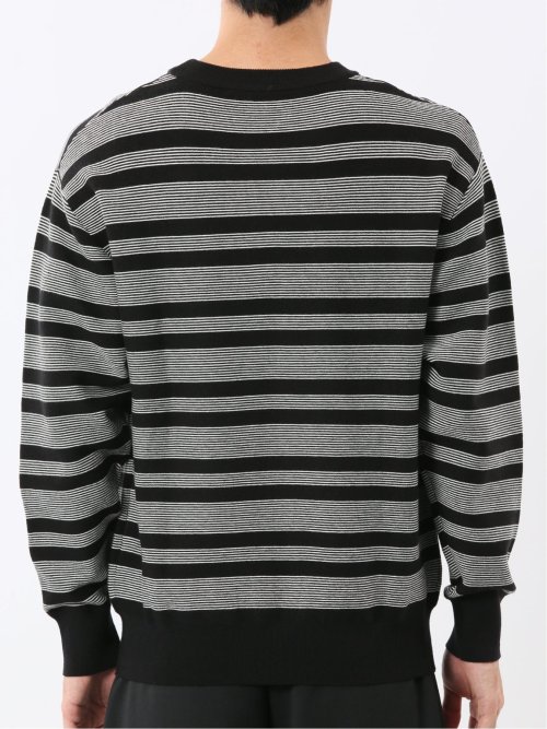 ウォッシャブル ストレッチ 配色ボーダー クルーニット