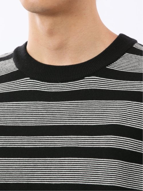 ウォッシャブル ストレッチ 配色ボーダー クルーニット