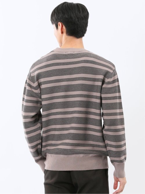 ウォッシャブル ストレッチ 配色ボーダー クルーニット