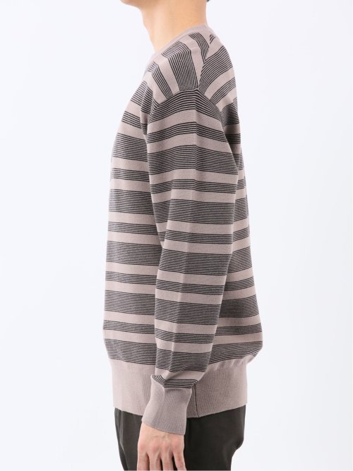 ウォッシャブル ストレッチ 配色ボーダー クルーニット