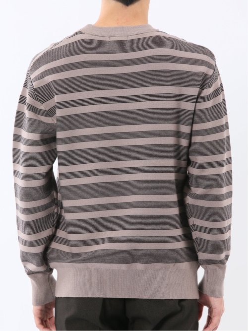 ウォッシャブル ストレッチ 配色ボーダー クルーニット