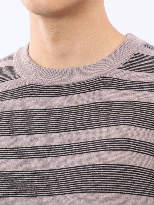 ウォッシャブル ストレッチ 配色ボーダー クルーニット