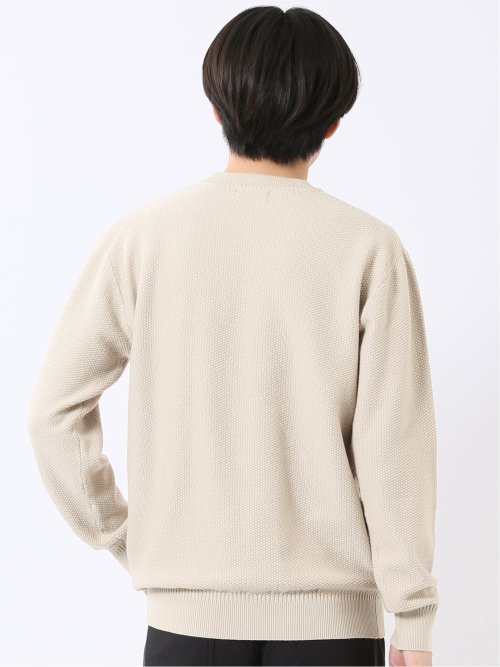 ニット プルオーバー メンズ 長袖 ストレッチ ウォッシャブル クルーネック セーター ふわもち 鹿の子