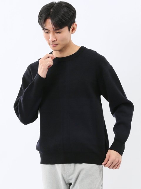 ウォッシャブル ストレッチ チェック柄 クルーニット