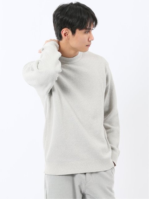 ウォッシャブル ストレッチ 鹿の子 モックネックニット