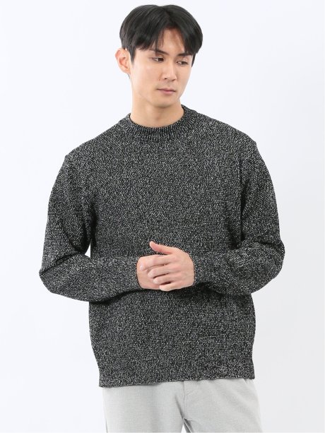 ウォッシャブル ストレッチ 鹿の子 モックネックニット