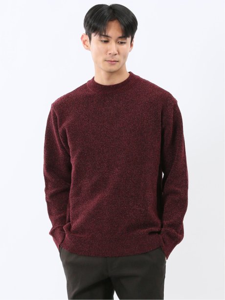 ウォッシャブル ストレッチ 鹿の子 モックネックニット