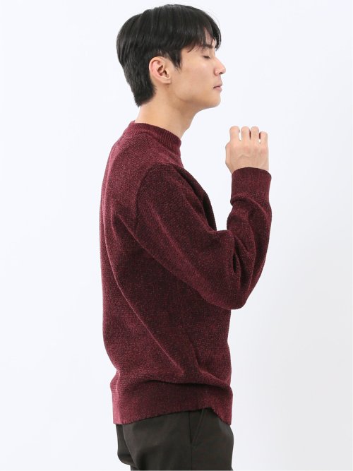 ウォッシャブル ストレッチ 鹿の子 モックネックニット