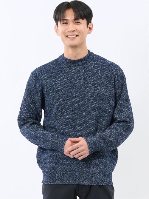 ウォッシャブル ストレッチ 鹿の子 モックネックニット