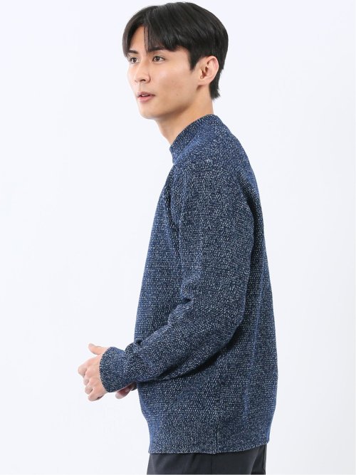 ウォッシャブル ストレッチ 鹿の子 モックネックニット