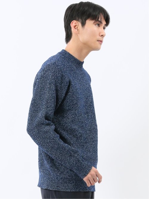 ウォッシャブル ストレッチ 鹿の子 モックネックニット