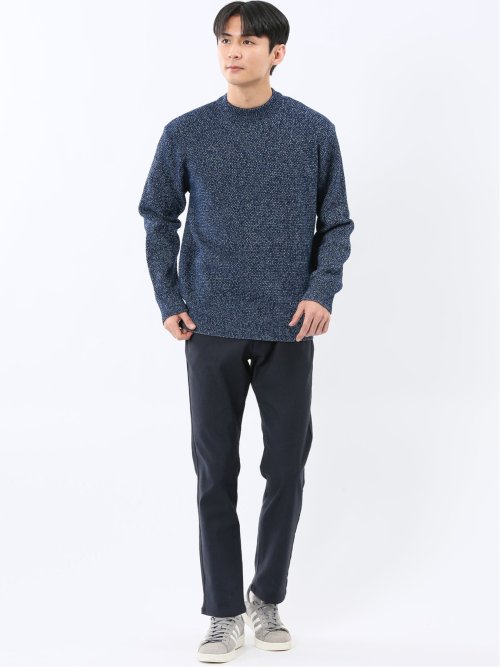 ウォッシャブル ストレッチ 鹿の子 モックネックニット