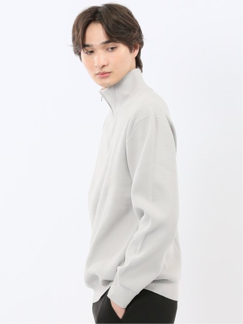 ウォッシャブル ハーフジップ スタンドニット