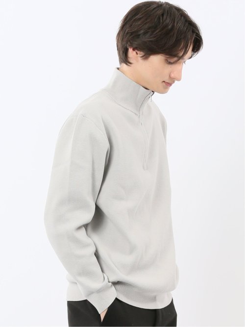 ウォッシャブル ハーフジップ スタンドニット