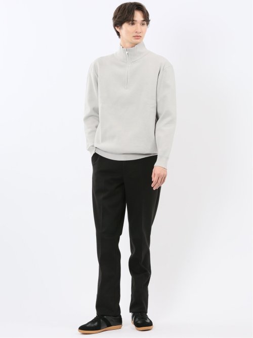 ウォッシャブル ハーフジップ スタンドニット