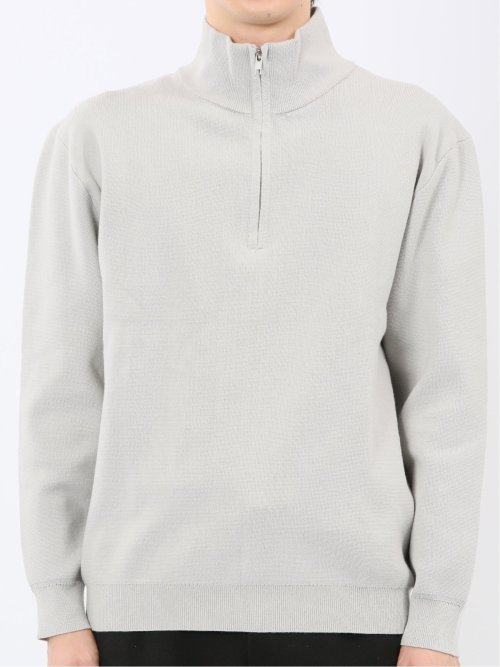 ウォッシャブル ハーフジップ スタンドニット