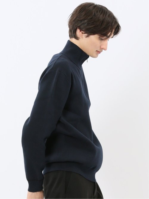 ウォッシャブル ハーフジップ スタンドニット