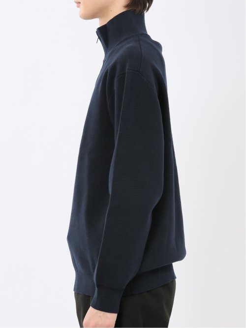 ウォッシャブル ハーフジップ スタンドニット