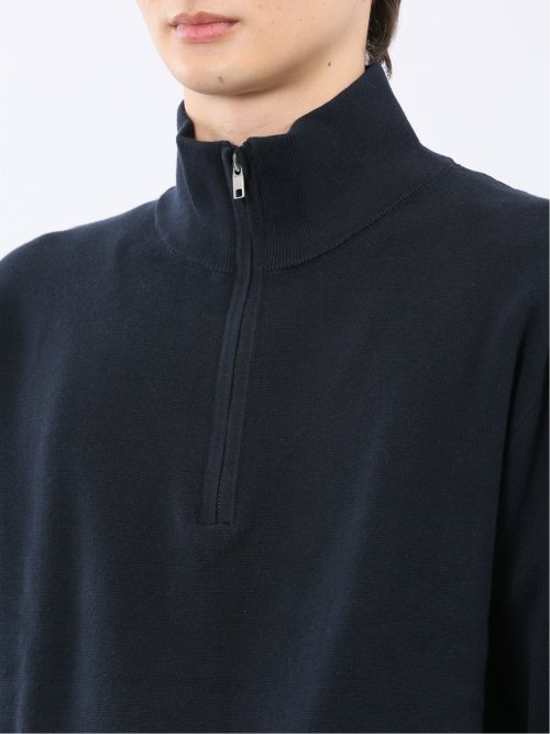 ウォッシャブル ハーフジップ スタンドニット