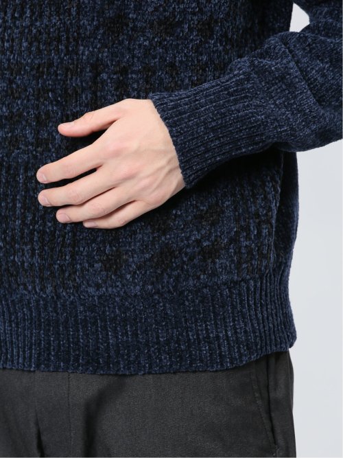 モールチェック柄 クルーネックニット