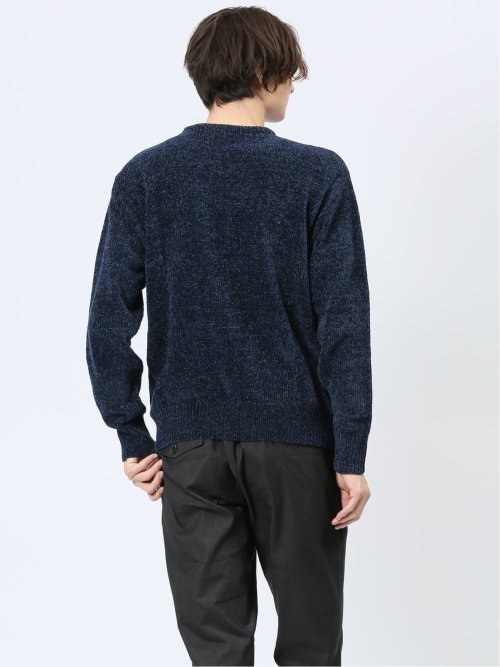 モールチェック柄 クルーネックニット